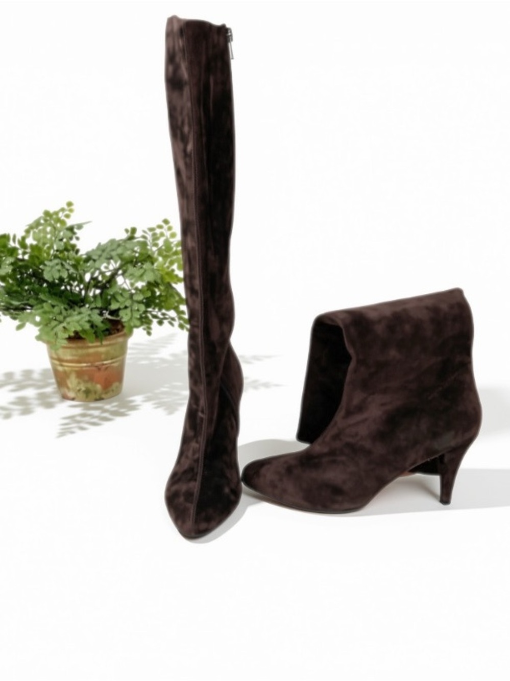 NEW Pura Lopez Espresso Brown Suede Platform Heeled Boots EU 38 = U.S. Size 7.5